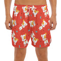 Cartoon Jack Russell Terrier Print Men's Split Running Shorts