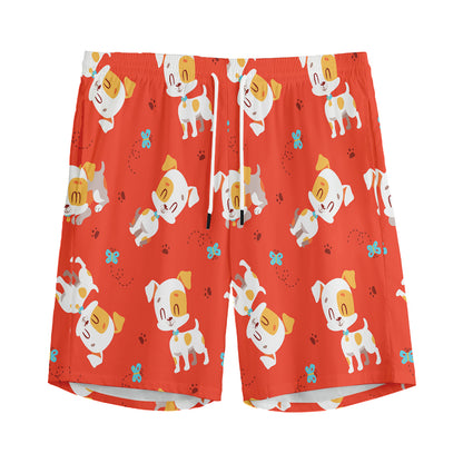 Cartoon Jack Russell Terrier Print Men's Sports Shorts