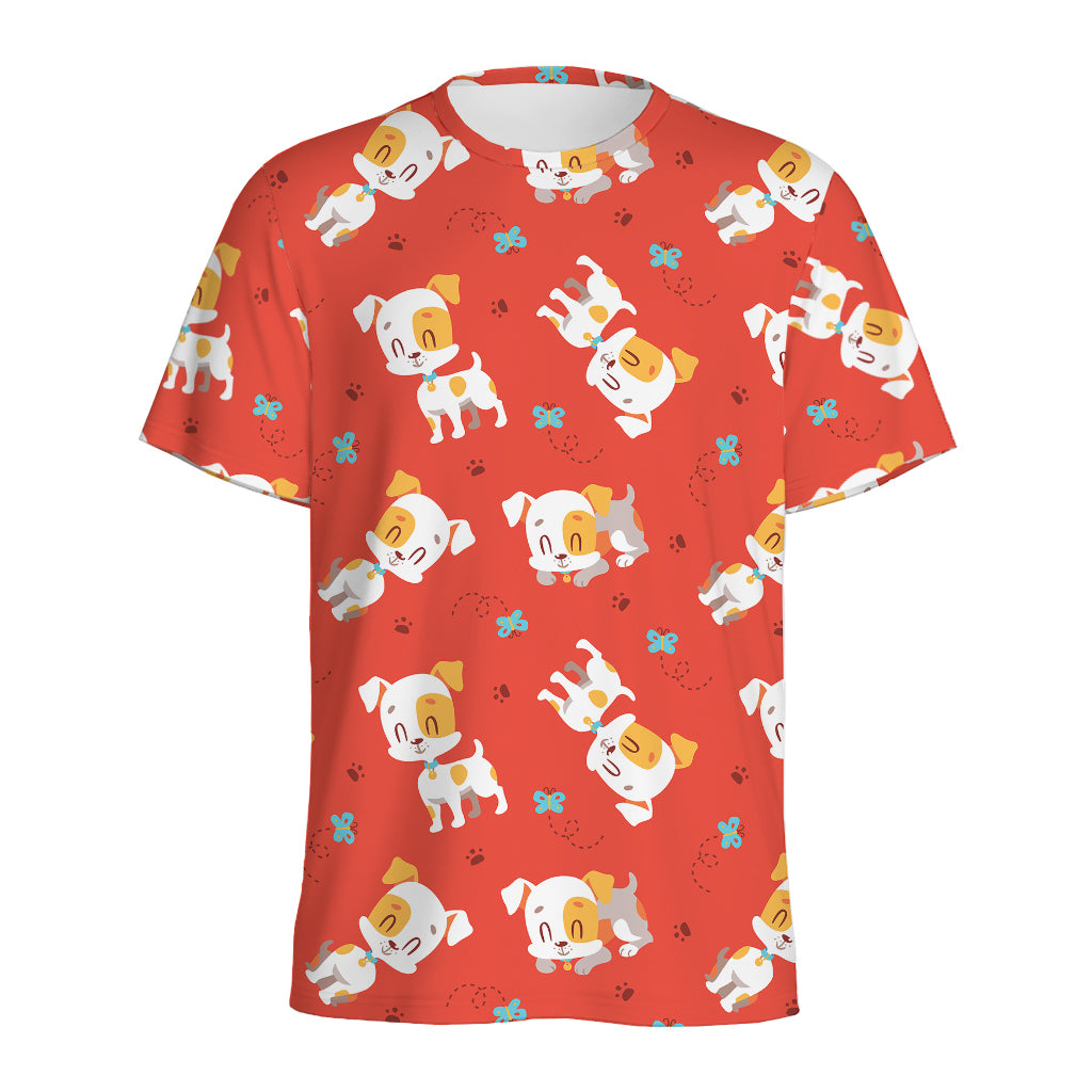 Cartoon Jack Russell Terrier Print Men's Sports T-Shirt
