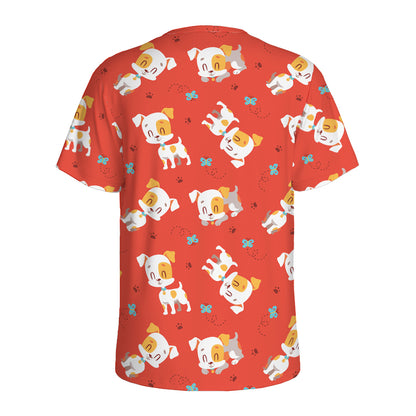 Cartoon Jack Russell Terrier Print Men's Sports T-Shirt