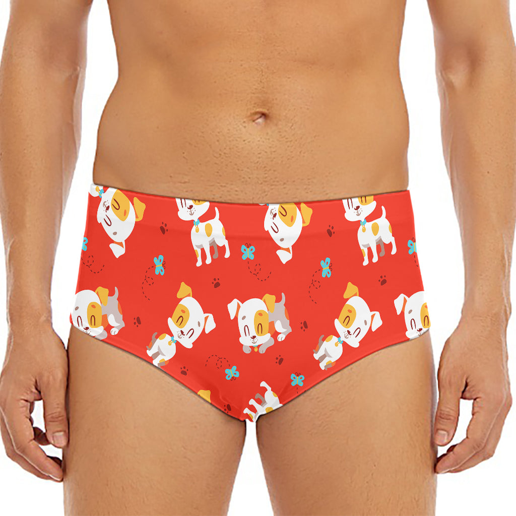 Cartoon Jack Russell Terrier Print Men's Triangle Swim Briefs