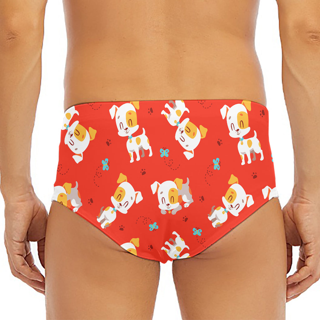 Cartoon Jack Russell Terrier Print Men's Triangle Swim Briefs