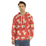 Cartoon Jack Russell Terrier Print Men's Velvet Pullover Hoodie