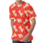 Cartoon Jack Russell Terrier Print Men's Velvet T-Shirt