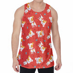 Cartoon Jack Russell Terrier Print Men's Velvet Tank Top