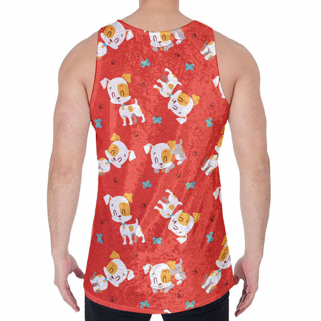 Cartoon Jack Russell Terrier Print Men's Velvet Tank Top