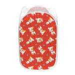 Cartoon Jack Russell Terrier Print Mesh Laundry Hamper