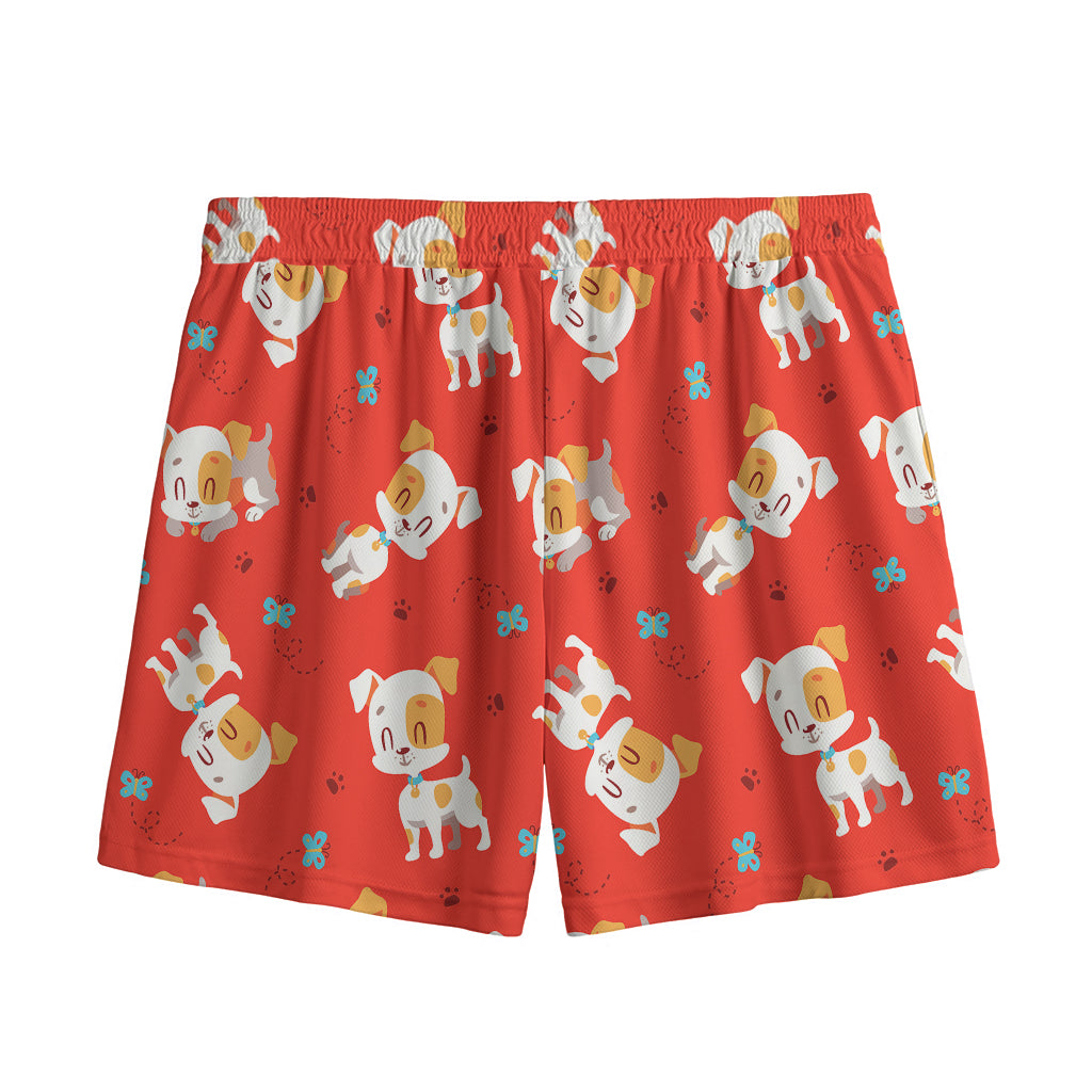 Cartoon Jack Russell Terrier Print Mesh Shorts