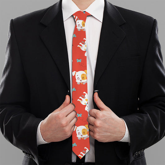Cartoon Jack Russell Terrier Print Necktie