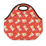 Cartoon Jack Russell Terrier Print Neoprene Lunch Bag
