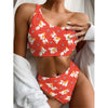 Cartoon Jack Russell Terrier Print One Shoulder Bikini Top