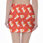 Cartoon Jack Russell Terrier Print Pencil Mini Skirt