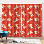 Cartoon Jack Russell Terrier Print Pencil Pleat Curtains