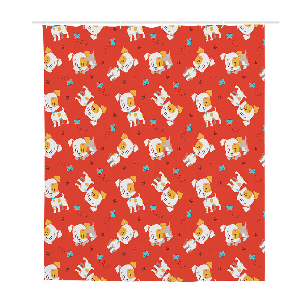 Cartoon Jack Russell Terrier Print Polyester Shower Curtain