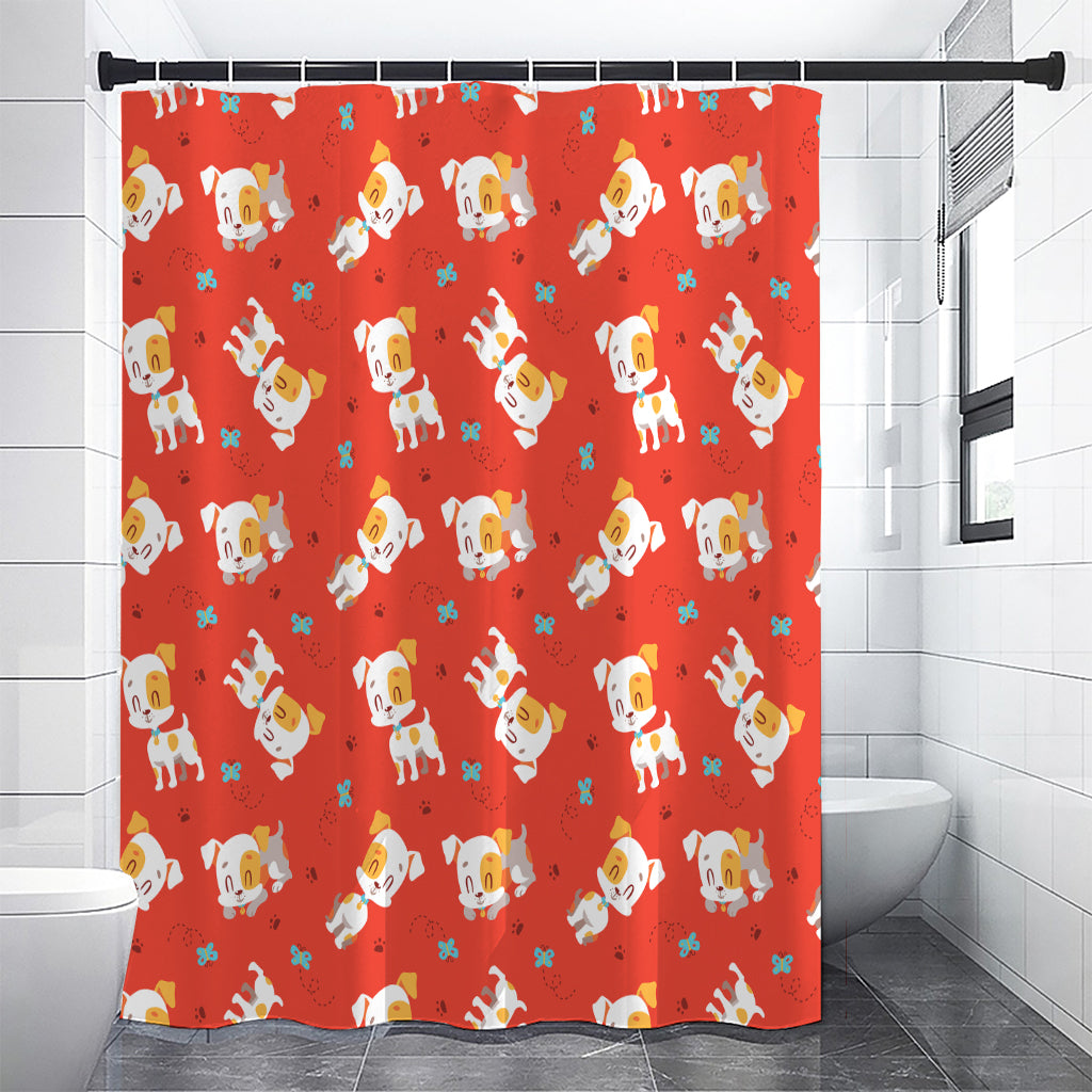 Cartoon Jack Russell Terrier Print Premium Shower Curtain