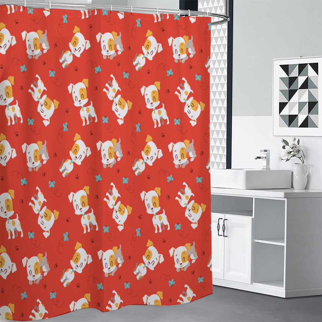 Cartoon Jack Russell Terrier Print Premium Shower Curtain