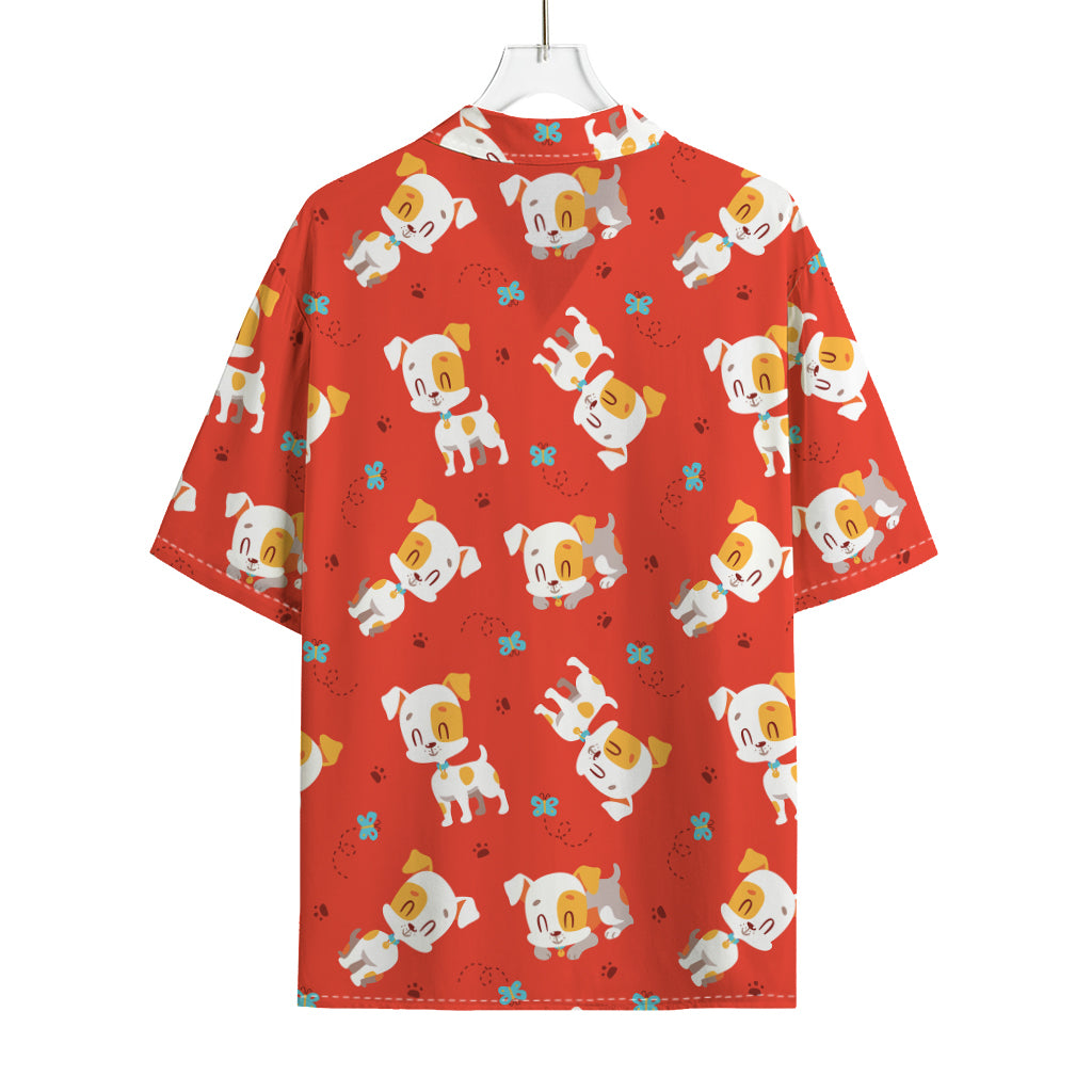 Cartoon Jack Russell Terrier Print Rayon Hawaiian Shirt