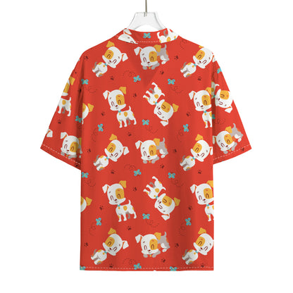 Cartoon Jack Russell Terrier Print Rayon Hawaiian Shirt