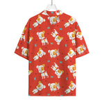 Cartoon Jack Russell Terrier Print Rayon Hawaiian Shirt