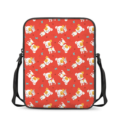 Cartoon Jack Russell Terrier Print Rectangular Crossbody Bag