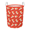 Cartoon Jack Russell Terrier Print Round Laundry Basket