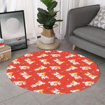 Cartoon Jack Russell Terrier Print Round Rug