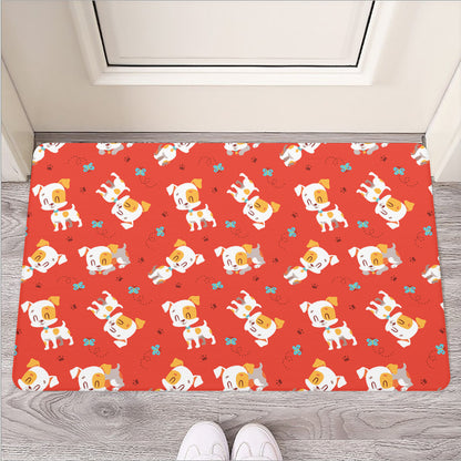 Cartoon Jack Russell Terrier Print Rubber Doormat