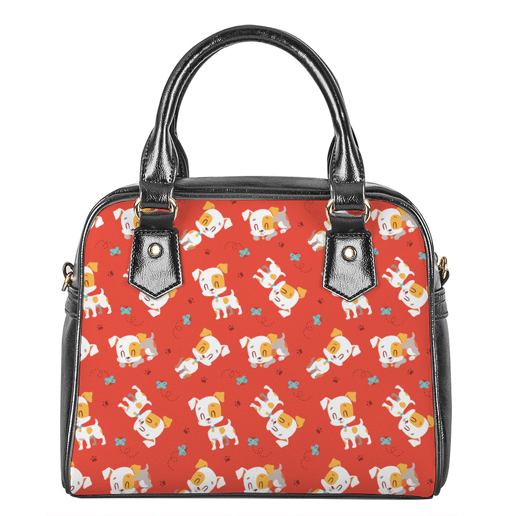 Cartoon Jack Russell Terrier Print Shoulder Handbag