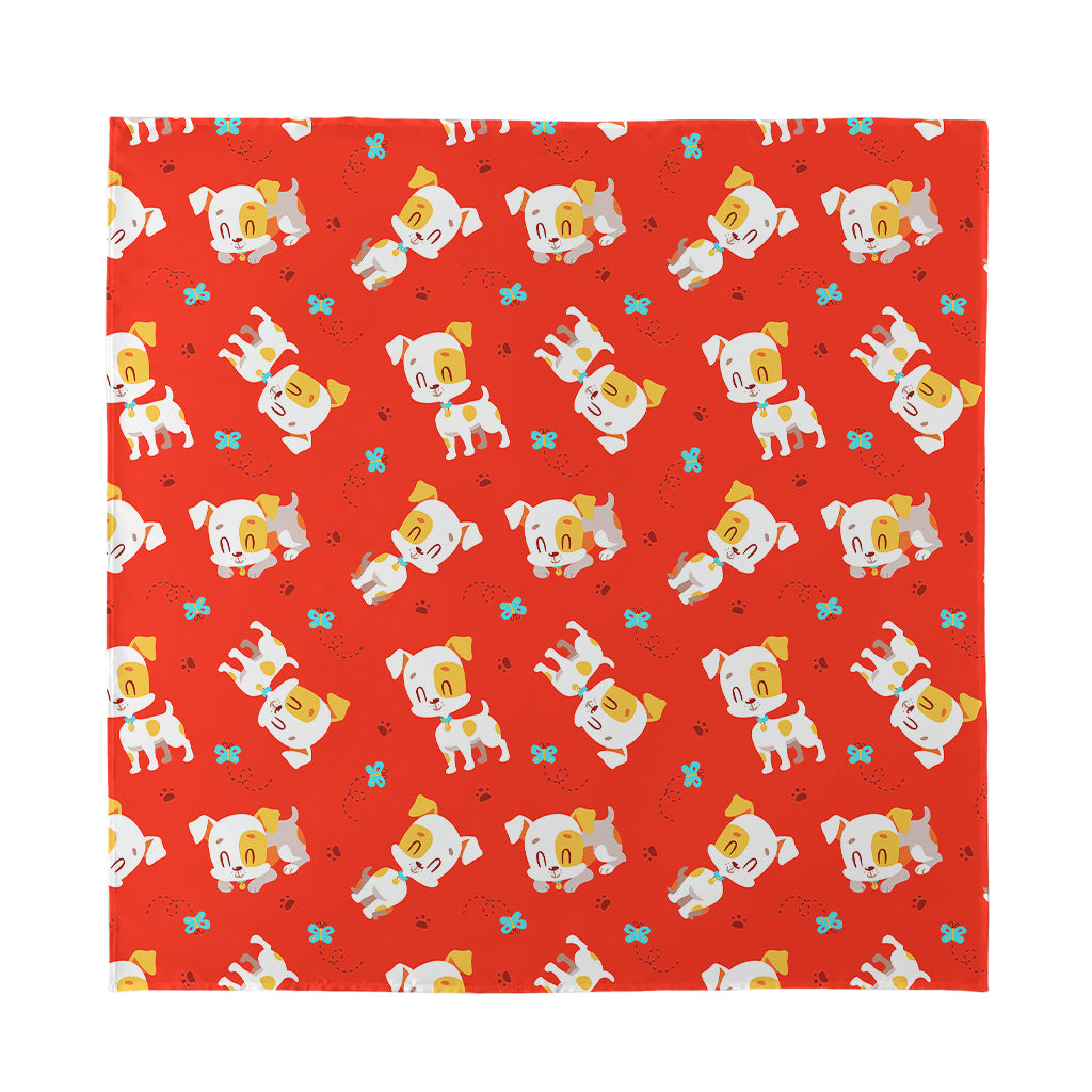 Cartoon Jack Russell Terrier Print Silk Bandana