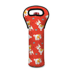 Cartoon Jack Russell Terrier Print Single Neoprene Wine Tote