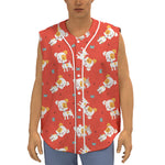 Cartoon Jack Russell Terrier Print Sleeveless Baseball Jersey