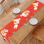 Cartoon Jack Russell Terrier Print Table Runner