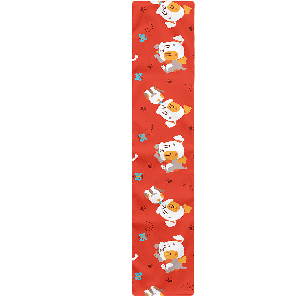 Cartoon Jack Russell Terrier Print Table Runner