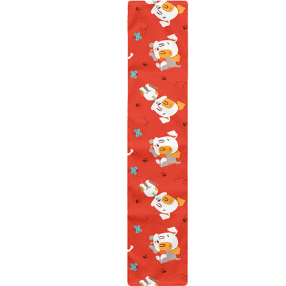 Cartoon Jack Russell Terrier Print Table Runner
