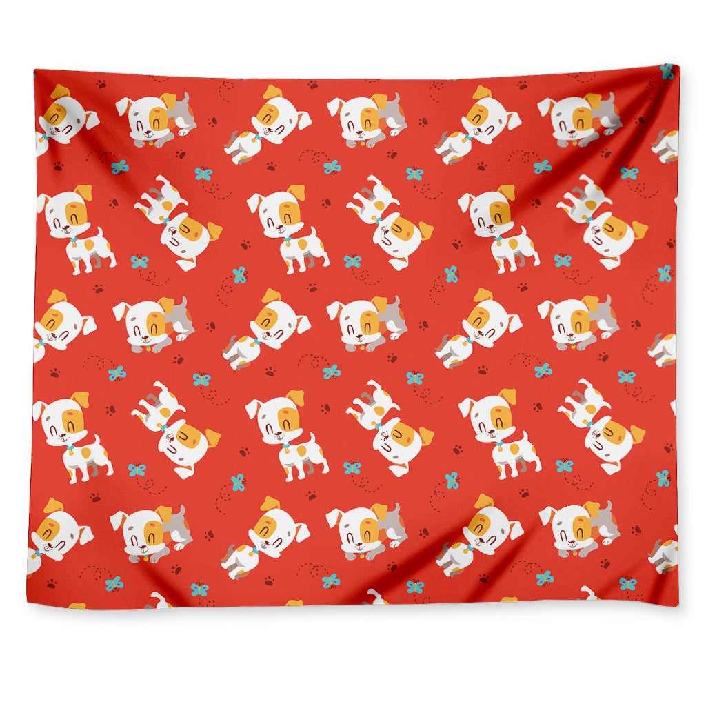 Cartoon Jack Russell Terrier Print Tapestry
