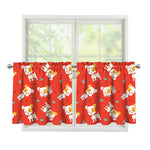 Cartoon Jack Russell Terrier Print Tier Curtains
