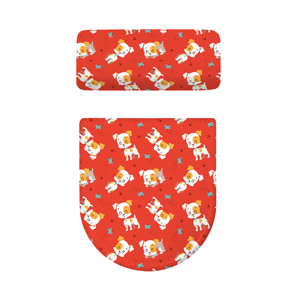 Cartoon Jack Russell Terrier Print Toilet Lid And Tank Cover Set