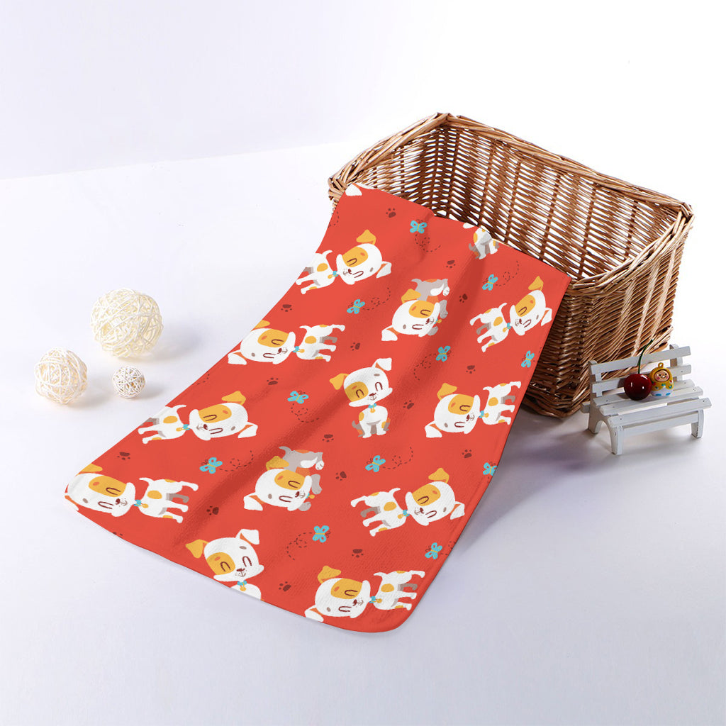 Cartoon Jack Russell Terrier Print Towel
