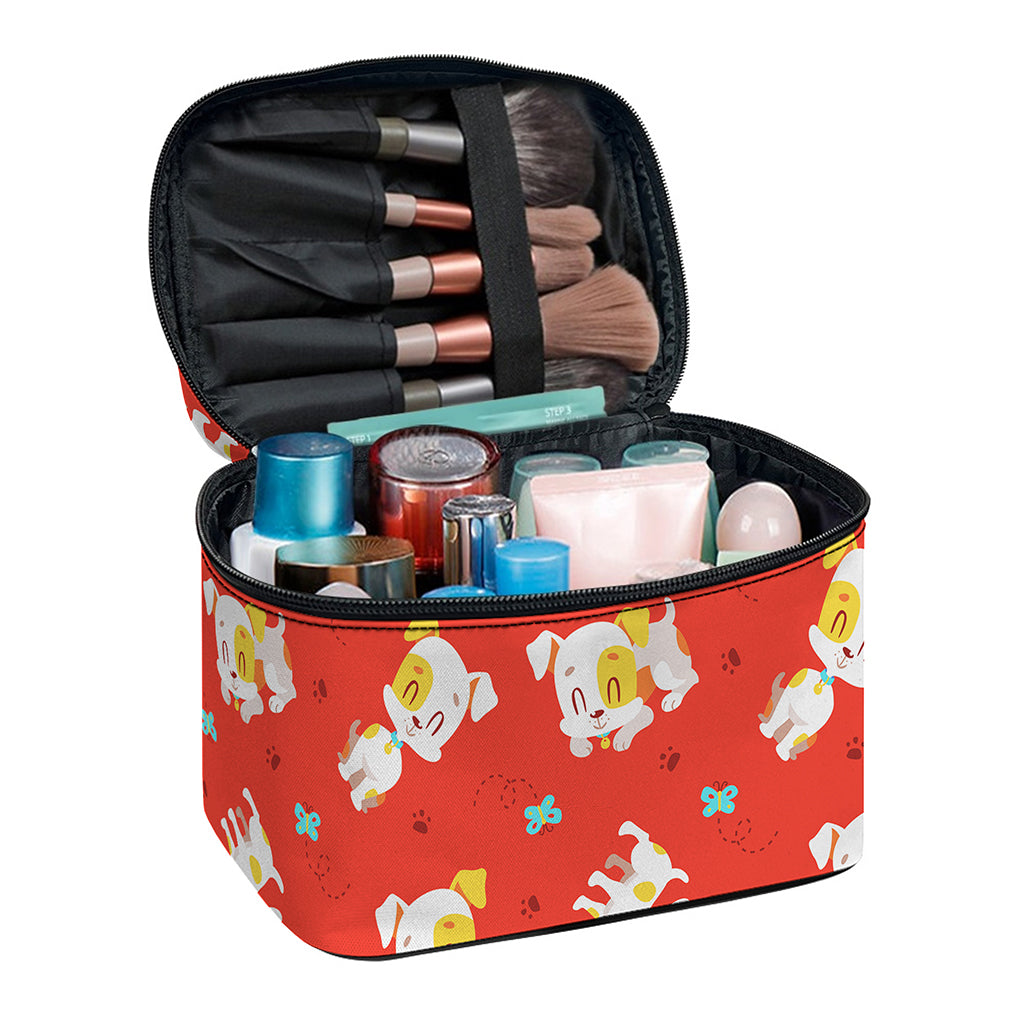 Cartoon Jack Russell Terrier Print Travel Makeup Bag