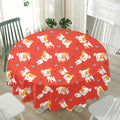 Cartoon Jack Russell Terrier Print Waterproof Round Tablecloth