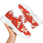Cartoon Jack Russell Terrier Print White Chunky Shoes