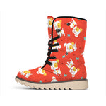 Cartoon Jack Russell Terrier Print Winter Boots