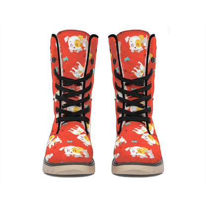 Cartoon Jack Russell Terrier Print Winter Boots