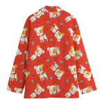 Cartoon Jack Russell Terrier Print Women's Blazer