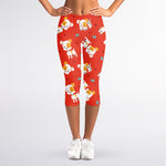 Cartoon Jack Russell Terrier Print Women's Capri Leggings