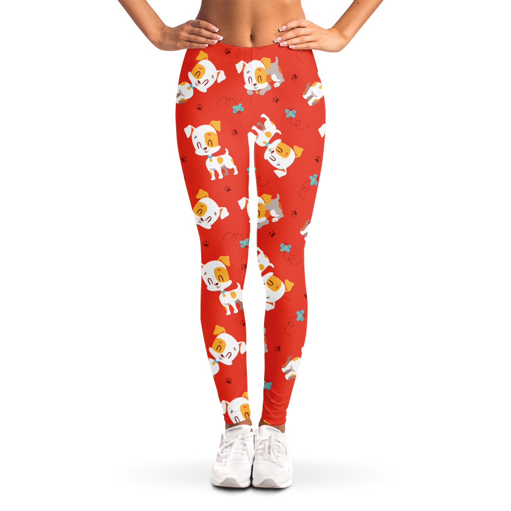 Cartoon Jack Russell Terrier Print Women's Leggings