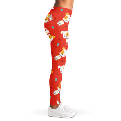 Cartoon Jack Russell Terrier Print Women's Leggings