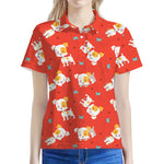 Cartoon Jack Russell Terrier Print Women's Polo Shirt