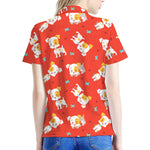 Cartoon Jack Russell Terrier Print Women's Polo Shirt