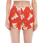 Cartoon Jack Russell Terrier Print Women's Split Running Shorts
